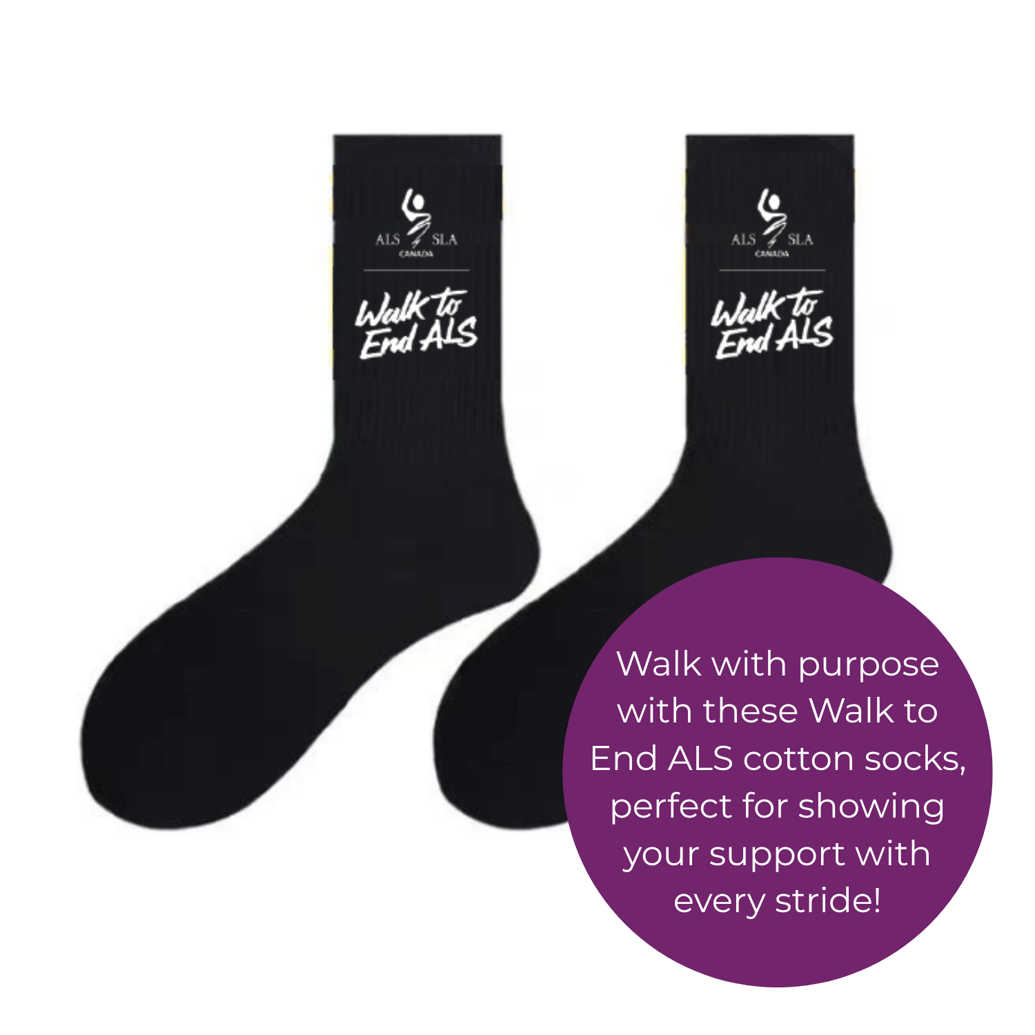 Tier 1 reward, cotton crew socks for participants who raise $300 or more